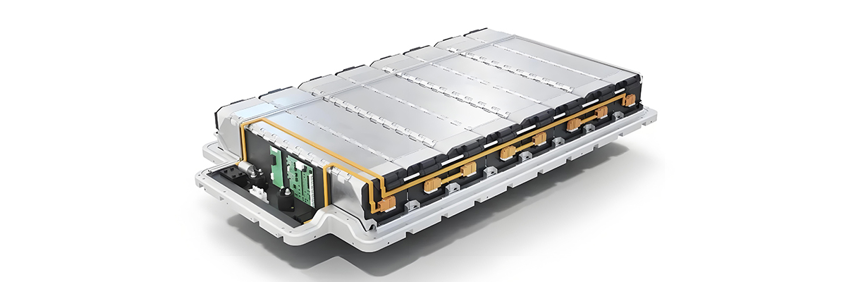 Lithium-ion battery structure showing cathode materials under microscope